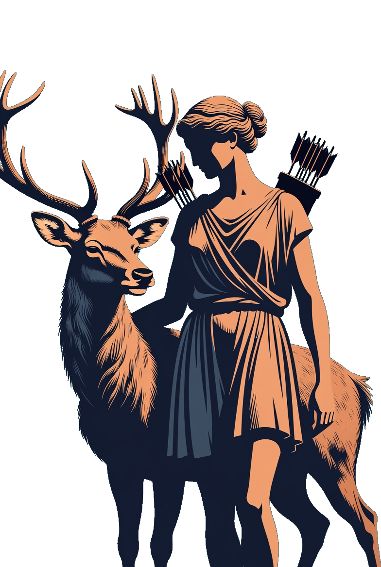 Artemis with stag — Artemis Communications brand artwork